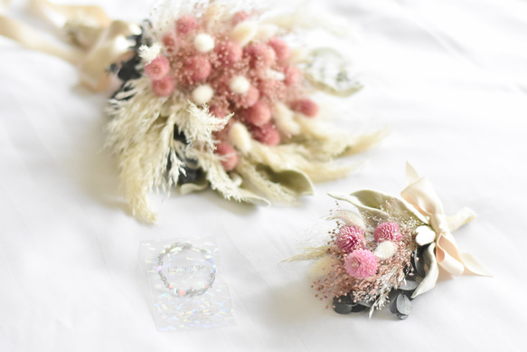 Bridal Special Set 【Raspberryberyl】【ブーケ スワッグ　ブートニア ヘッドドレス】 2枚目の画像