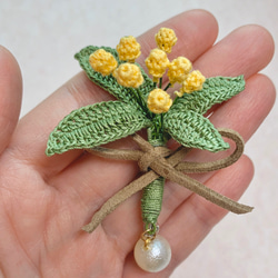 Brooch | Mimosa < 含羞草 > 合歡草 | 珍珠 編織 胸針 第3張的照片
