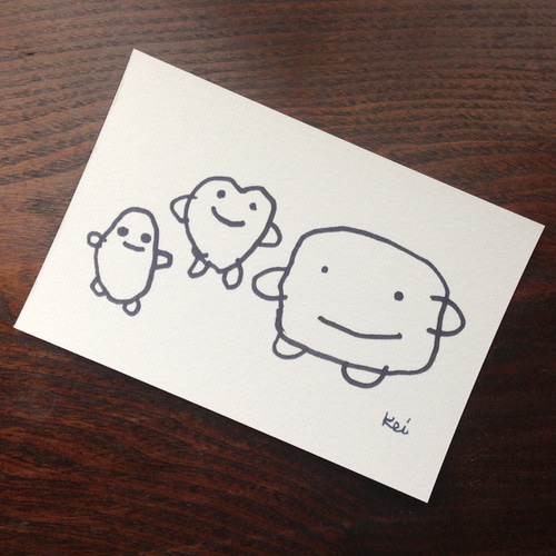 ほっこりかわいいKeiちゃんイラストポストカードセット『なかよし3