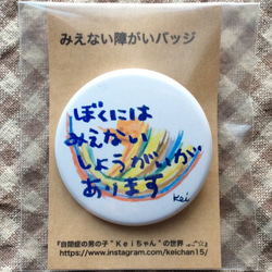 みえない障がいバッジ 帽子用サイズ キーホルダー  男の子用セット 2枚目の画像