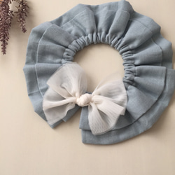 チュールリボンのつけ襟スタイ✳︎キナリ×ホワイトリボン スタイ