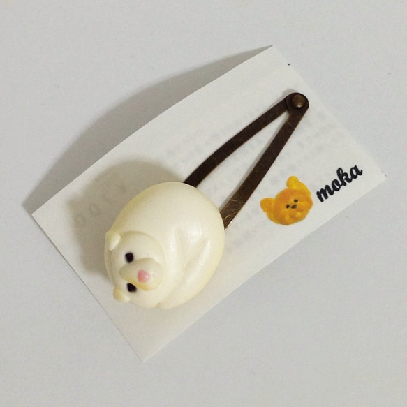 動物パンヘアピン(ﾊﾟｯﾁﾝﾋﾟﾝ) 白ねこ その他携帯アクセサリー もか 通販 