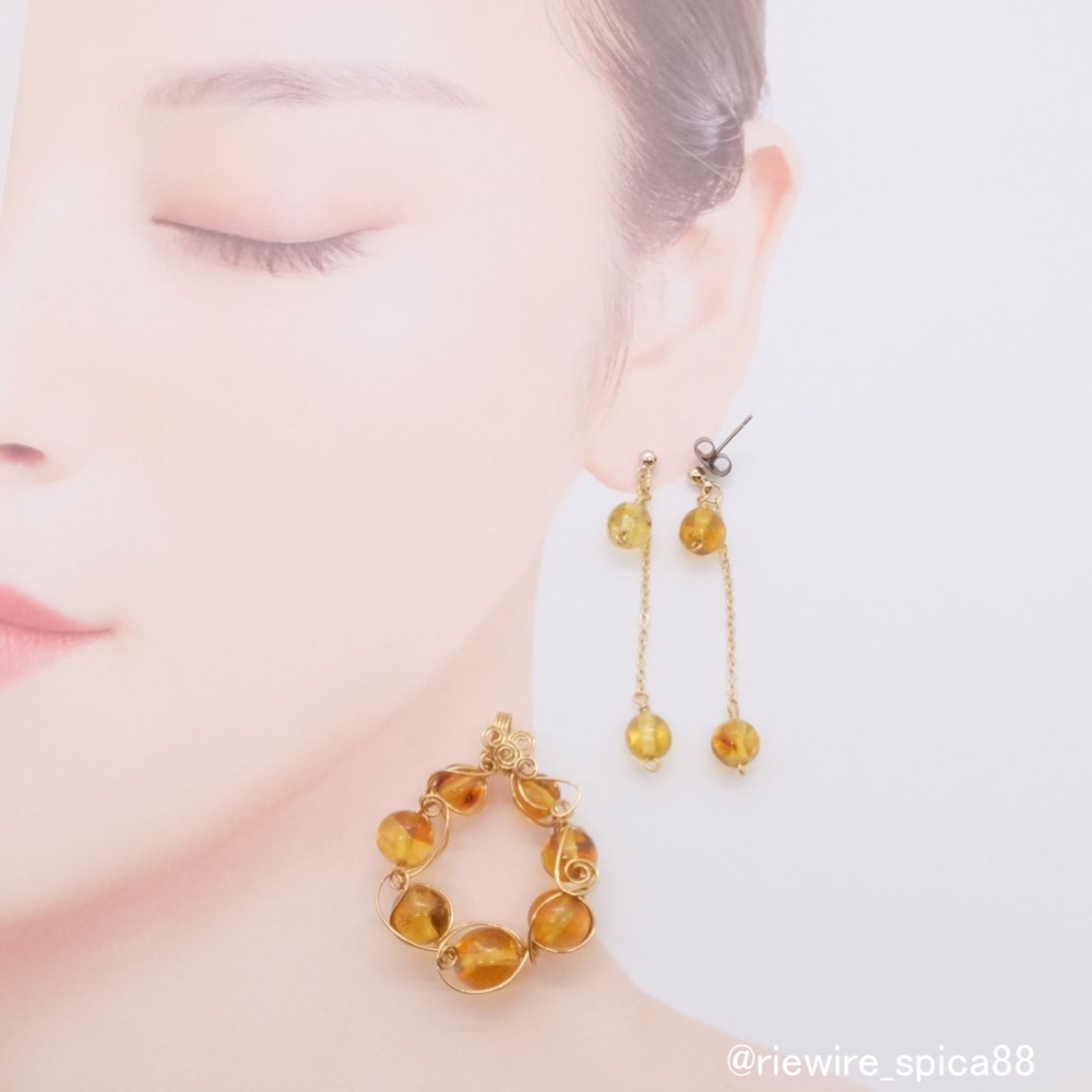 【Creema限定 秋の福袋】＊柔和＊アンバー(琥珀)のアクセサリーセット