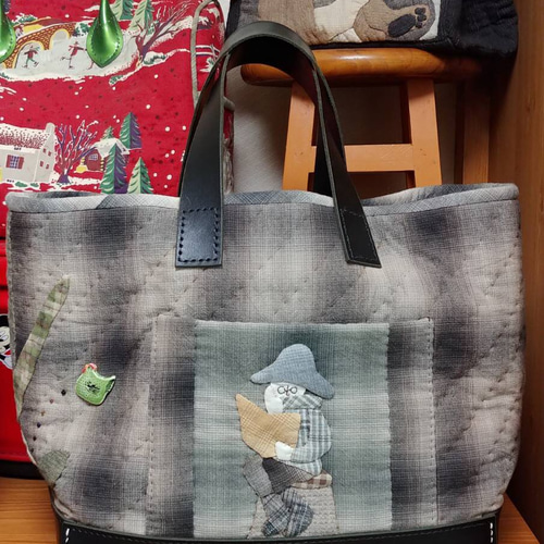 新品☆パッチワーク・キルト☆100%ハンドメイド 人々バック トート 