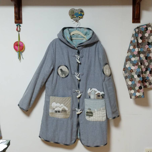 新品☆パッチワーク・キルト☆100%ハンドメイド ハウスコート コート  