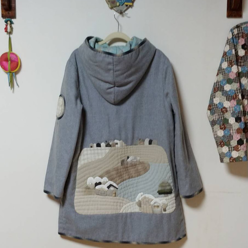 新品☆パッチワーク・キルト☆100%ハンドメイド ハウスコート コート 