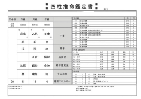 あなただけの四柱推命鑑定書 2枚目の画像