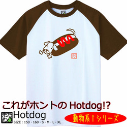 【おもしろ動物系Ｔシャツ】Hotdog＜＜まめた本舗＞＞ 1枚目の画像