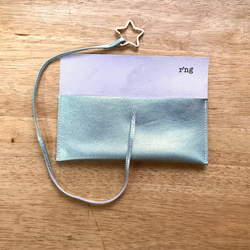 革小物入れ　ペンケース・メガネケースetc.　<rope case/ mint green☆> 3枚目の画像