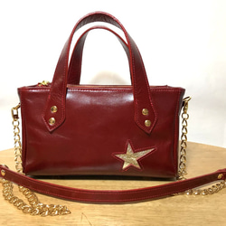 レザーショルダー ・ トート　＜star tote / red＞ 1枚目の画像