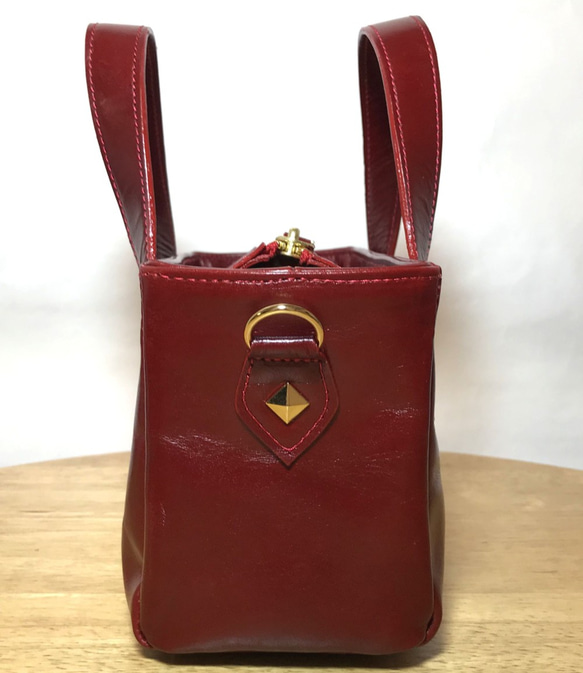 レザーショルダー ・ トート　＜star tote / red＞ 3枚目の画像