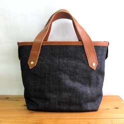 ☆sale☆ トートバッグ・デニム／革・Sサイズ　＜SS tote denim＞ 2枚目の画像