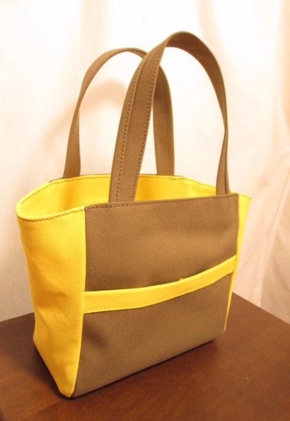 ☆Sale☆トートバッグ・帆布 <bi-color tote / khaki> 4枚目の画像