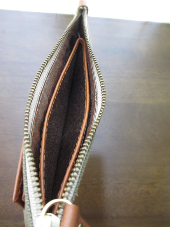 ☆sale☆長財布　<flat wallet khaki A> 4枚目の画像