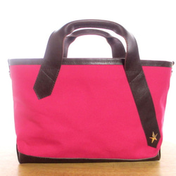 トートバッグ・帆布／革　＜LS tote pink＞ 1枚目の画像