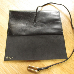 革小物入れ　パスポート・お札etc.　<rope case/ black L oval> 4枚目の画像