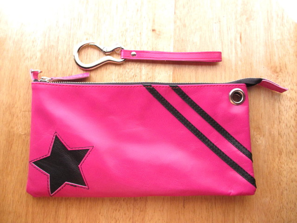 ☆Sale☆クラッチ・ポシェット　＜star clutch / pink＞ 2枚目の画像