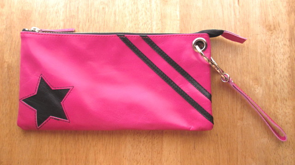 ☆Sale☆クラッチ・ポシェット　＜star clutch / pink＞ 1枚目の画像