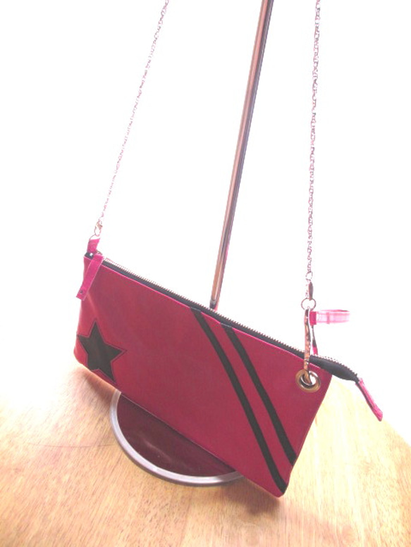 ☆Sale☆クラッチ・ポシェット　＜star clutch / pink＞ 4枚目の画像