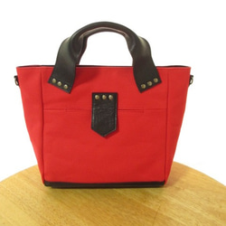 トート・ショルダーバッグ　<SQ tote / red> 2枚目の画像