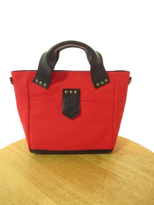 トート・ショルダーバッグ　<SQ tote / red> 2枚目の画像