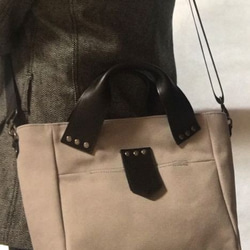 トート・ショルダーバッグ　<SQ tote / gray> 9枚目の画像