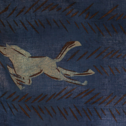 |: 再販 :| 天然藍の手染め手ぬぐい 草原の馬 3枚目の画像