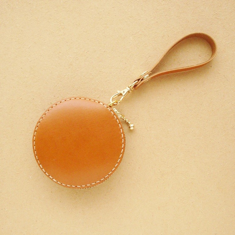 【受注制作】(10色あり)丸型コインケース/ヌメ革(牛革)