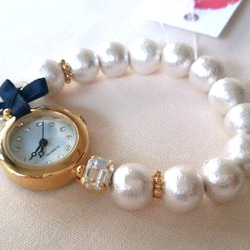 *Ribbon×Cotton　Pearl　Bracelet　Watch* 2枚目の画像