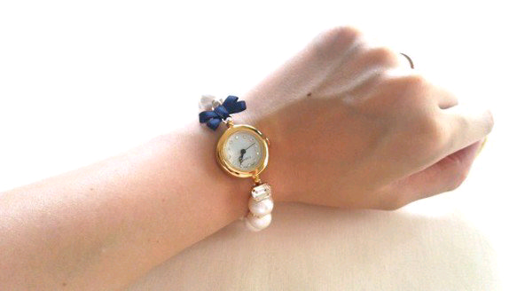 *Ribbon×Cotton　Pearl　Bracelet　Watch* 3枚目の画像