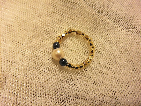 *Pearl×Metal　Beads　Ring* 2枚目の画像