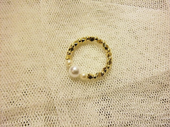 *Pearl×Metal　Beads　Ring* 3枚目の画像