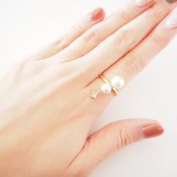 Double Pearl Ring (Square) 2枚目の画像