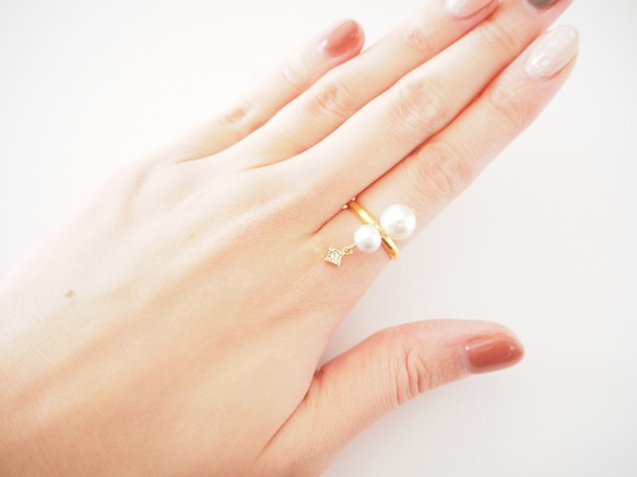 Double Pearl Ring (Square) 2枚目の画像