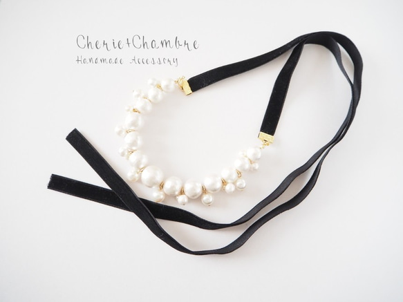 Pearl Ribbon Necklace 1枚目の画像