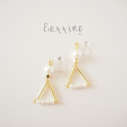 Triangle Pearl Pierce&Earring 3枚目の画像