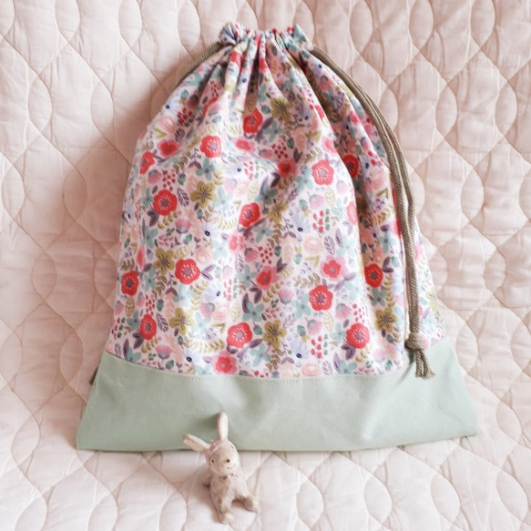 体操着袋 お着替え袋 巾着袋 ☆35×30☆花柄 体操服袋・お着替え袋