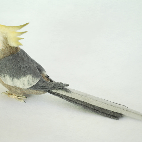 羊毛フェルト オカメインコ ノーマル 受注作成品】 オカメインコ ノーマル ♂ 羊毛フィギュア リアル