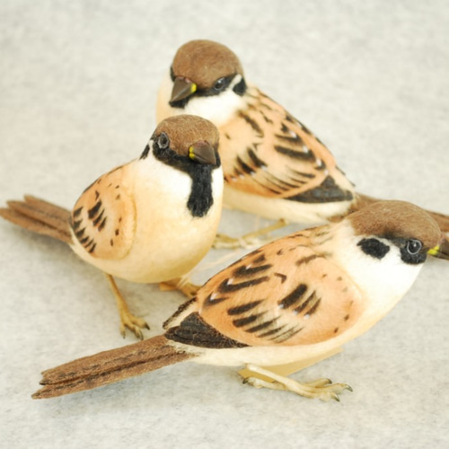 スズメ 雀 仲良し3羽組 羊毛フェルト Primary Color Craft 通販