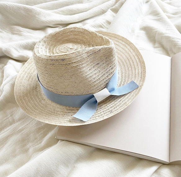 Blue and White linen hat 2枚目の画像