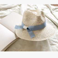 Blue and White linen hat 4枚目の画像