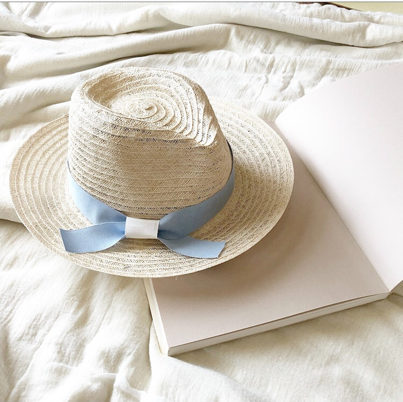 Blue and White linen hat 5枚目の画像