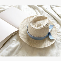 Blue and White linen hat 6枚目の画像