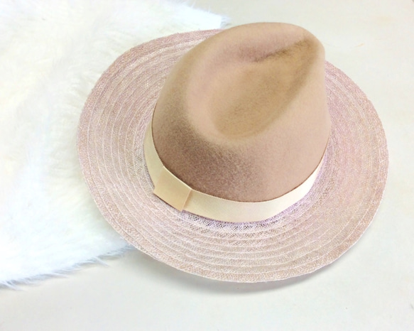 pink×beige hat 2枚目の画像