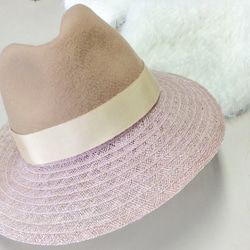 pink×beige hat 3枚目の画像