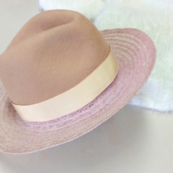 pink×beige hat 4枚目の画像