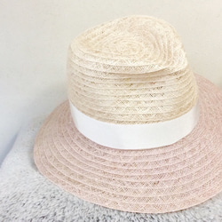 linen hat (pink&cream) 1枚目の画像