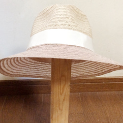 linen hat (pink&cream) 4枚目の画像