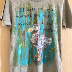 Tシャツ ハンド ペイント ドードー 鳥 グレー メンズ レディース【送料無料】 4枚目の画像