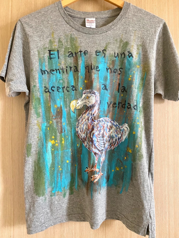 Tシャツ ハンド ペイント ドードー 鳥 グレー メンズ レディース【送料無料】 4枚目の画像